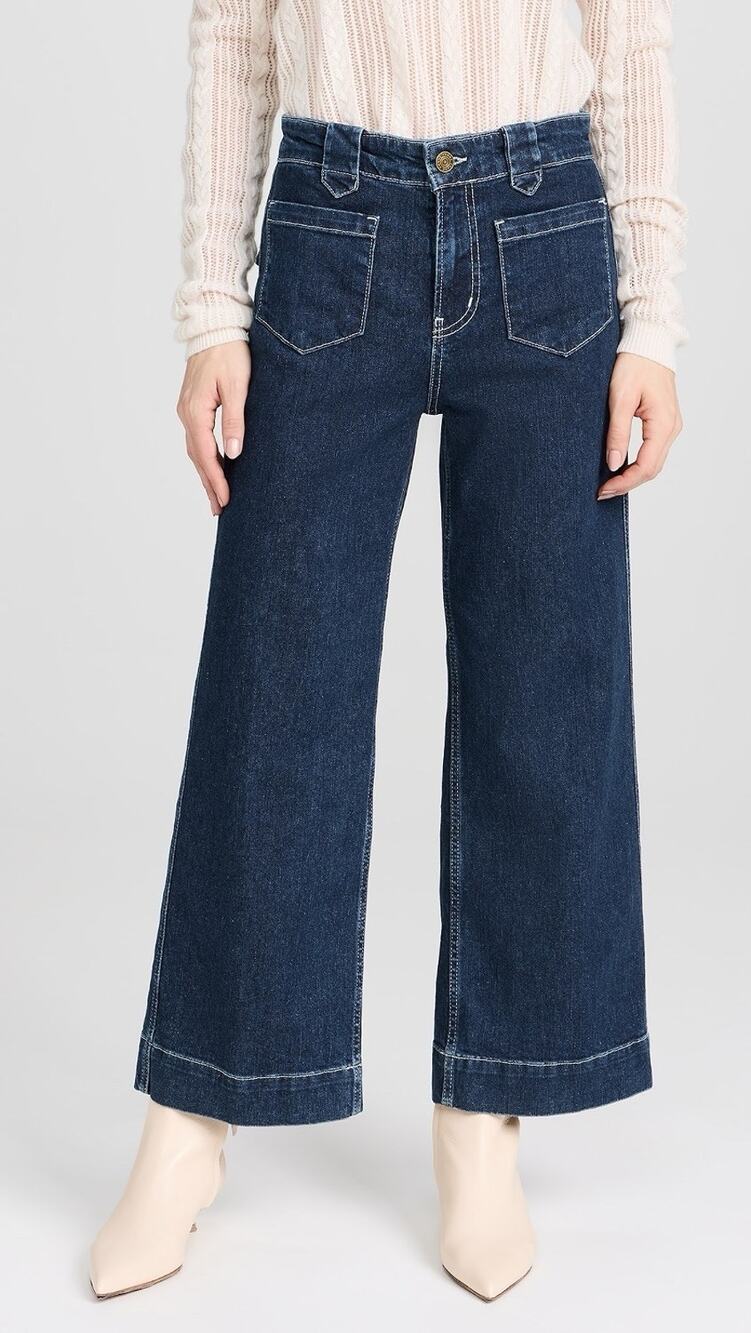 FRAME Utility Relaxed Wide-Leg Jeans in Gabriel Size 29 High Rise Crop Dark Wash